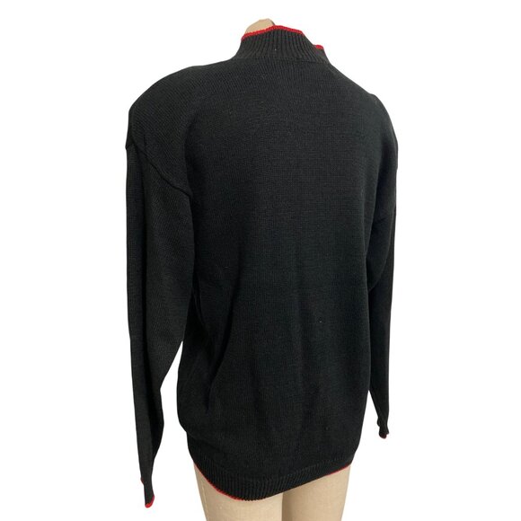 Vintage Images By Duet Black Sweater With Red Floral Sequin Embellishments M - Picture 9 of 12